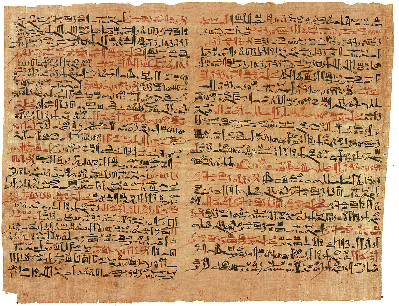 una pagina del Papiro di Ebers